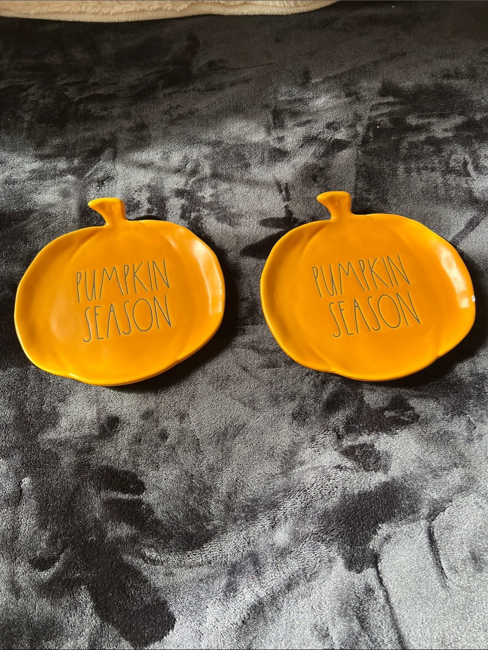 Rae Dunn Orange Pumpkin Season Ceramic Plate Duo
